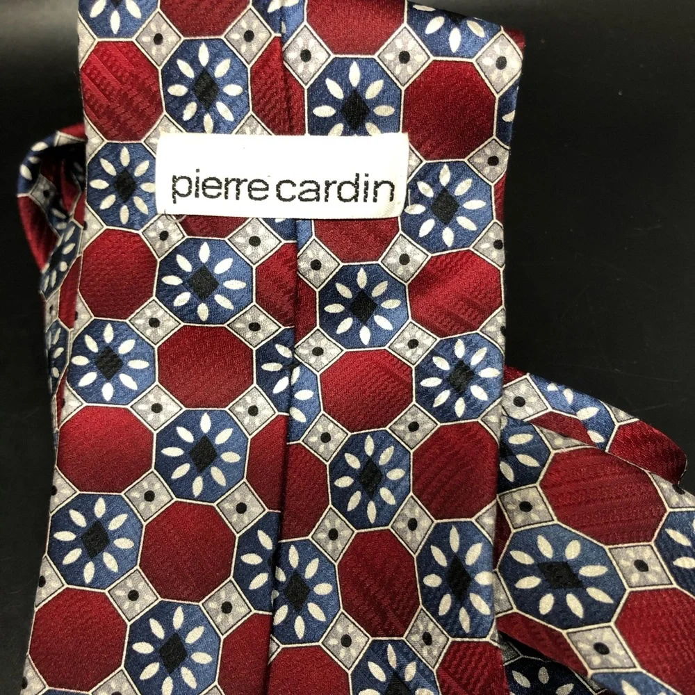 Vintage Pierre Cardin red gray geometric neck tie